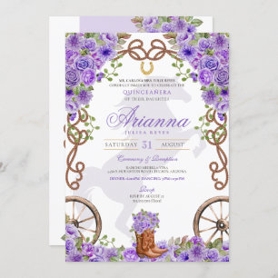 Invitation Lavande Lumière violet Ouest Charro Quinceañera