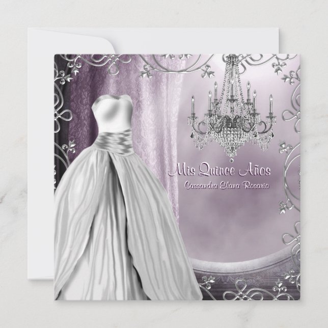 Invitation Lavande Lustre violet violet Quinceanera (Devant)