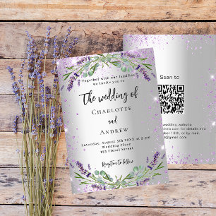 Invitation lavande mariage argent eucalyptus QR RSVP luxe