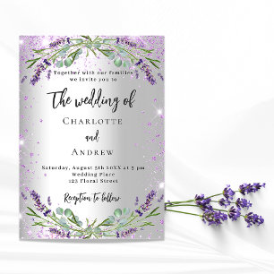 Invitation lavande mariage argent eucalyptus verdure luxe
