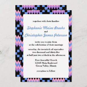 Invitation Lavande mauve, Bleue, Cente Rose