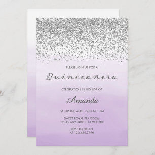 Invitation Lavande mauve et douce d'argent 15 Quinceañera