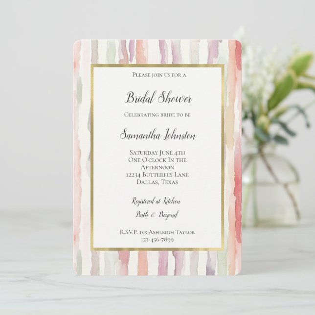 Invitation Lavande Melon Rose Blanc Rayures Enterrement de Vi (Debout devant)