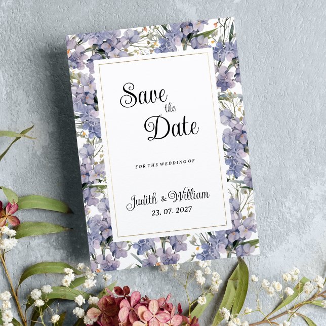 Invitation Lavande menthe orchidées sauvages florale Enregist (Lavender mint wild orchids floral Save the Date)