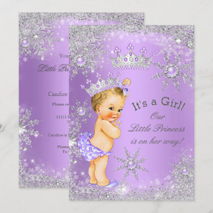 Invitation Lavande Merveilleux Monde de Bébé Princesse Blonde
