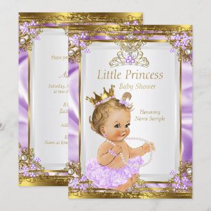 Invitation Lavande Or Blanche Princesse Baby Shower Blonde
