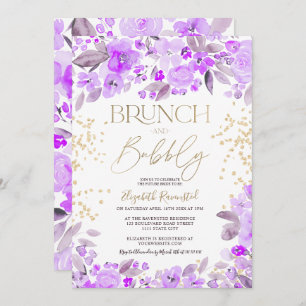 Invitation Lavande or parties scintillant florale chic douche