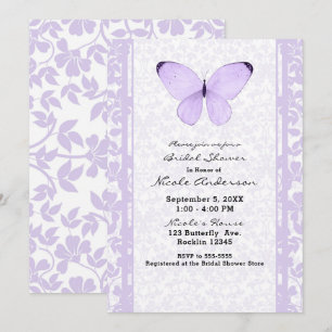 Invitation Lavande Papillon Violet Fleurs Mariage