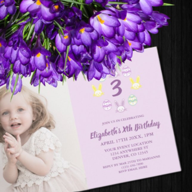 Invitation Lavande Pâques 3e anniversaire (Créateur téléchargé)