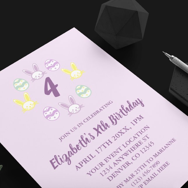 Invitation Lavande Pâques 4e anniversaire (Créateur téléchargé)