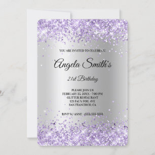 Invitation Lavande Parties scintillant Argent Satin Foil 21e