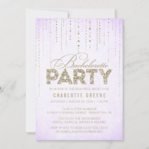 Invitation Lavande & Parties scintillant Or Look Bachelorette