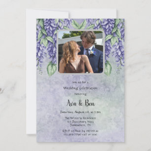 Invitation Lavande Peinte Wisteria Floral Ajouter Mariage pho