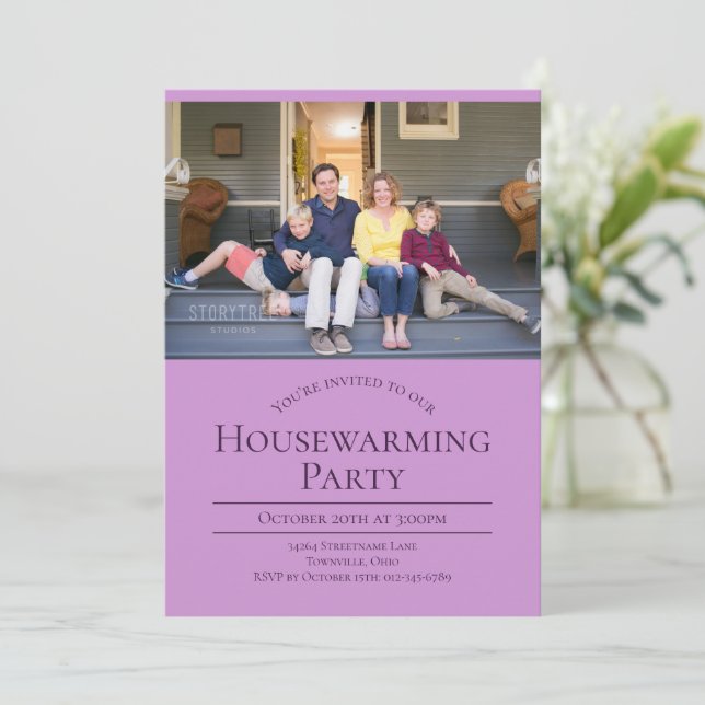 Invitation Lavande photo moderne Purple Houclier (Debout devant)