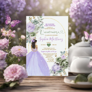 Invitation Lavande Princesse Sage Vert Floral Quiñceanera