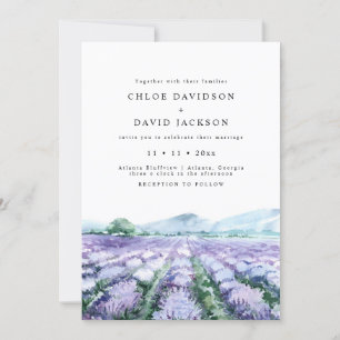 Invitation Lavande Purple Aquarelle Verdure Mariage rustique