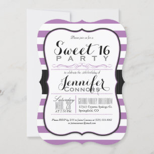 Invitation Lavande Purple & Blancs Sweet 16 Party