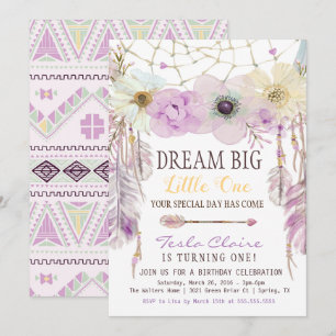 Invitation Lavande & Purple Dream Catcher Boho Anniversaire