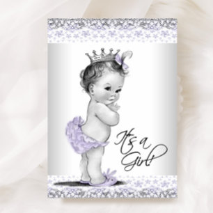 Invitation Lavande Purple et Gris Baby Girl Douche