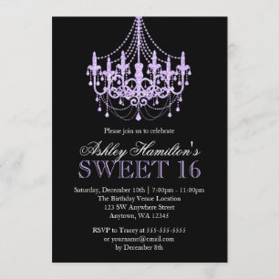 Invitation Lavande Purple Faux Parties scintillant Chandelier