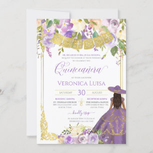 Invitation Lavande Purple Floral & Or Charro Quinceanera
