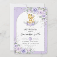 Lavande Purple Floral Sweet Lion Cub Baby shower