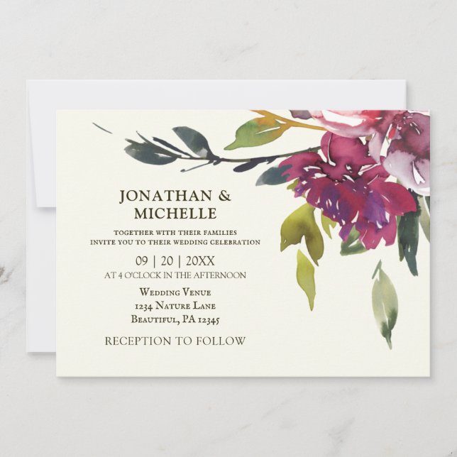 Invitation Lavande Purple Floral verdure Mariage chrétien (Devant)