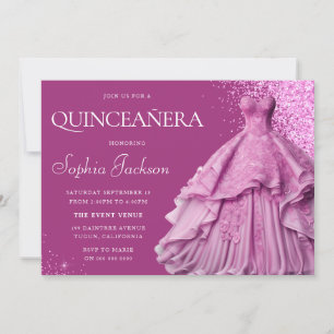 Invitation Lavande Purple Gown Quinceanera Party 15e