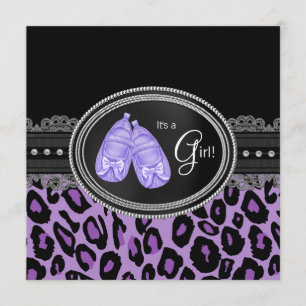Invitation Lavande Purple Léopard Baby Girl Show