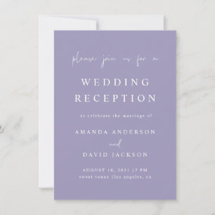 Invitation Lavande Purple Lilac Réception de mariage minimali