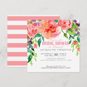 Invitation Lavande rose de corail florale de roses