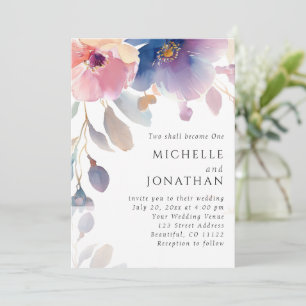 Invitation Lavande rose Florale Bible chrétienne Verse Mariag