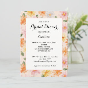 Invitation Lavande Rose Jaune Bleu Fleurs Mariage