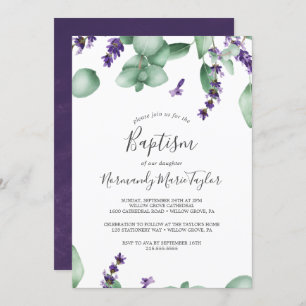Invitation Lavande rustique et Baptême d'Eucalyptus