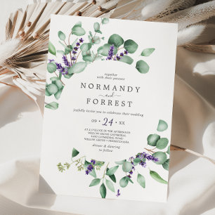 Invitation Lavande rustique et Mariage Décontracté Eucalyptus