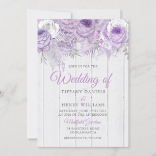 Invitation Lavande Rustique Fleurs violettes Mariage Inviter