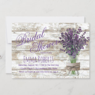 Invitation Lavande Rustique Floral Mason Jar Fête des mariées