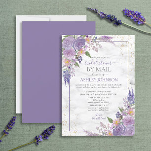 Invitation Lavande Rustique Lilac Gold Floral Douche par cour