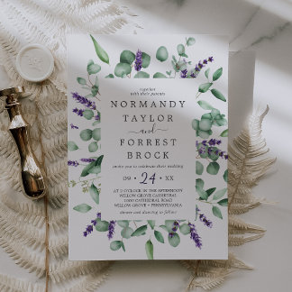 Invitation Lavande rustique & Mariage de cadre floral Eucalyp