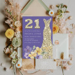 Invitation Lavande & Sunshine Gold Gown 21e fête d'anniversai<br><div class="desc">Lavande & Sunshine Gold Gown 21st Birthday Party Invitation Voir la collection correspondante dans Niche et Nest Store</div>