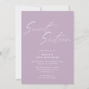 Invitation Lavande Sweet sixteen violet Lilac 16e anniversair