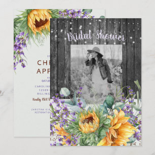 Invitation Lavande Tournesol Rustique II Photo Shower de Mari
