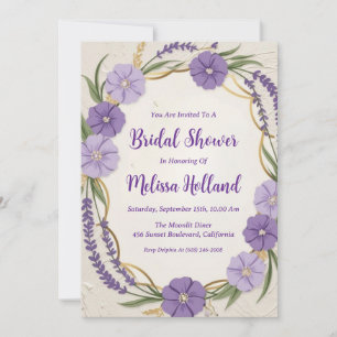 Invitation lavande verdure violet fleurie douche nuptiale