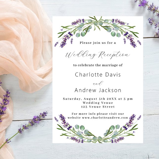 Invitation Lavande verdure violet luxe réception de mariage (Créateur téléchargé)