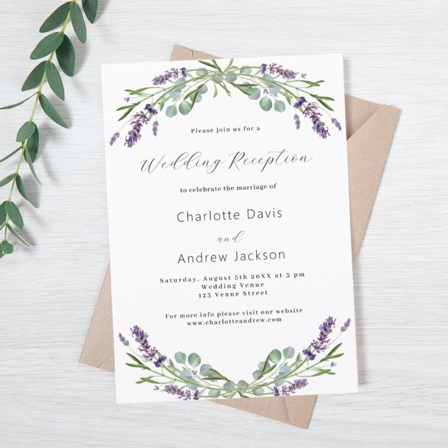 Invitation Lavande verdure violet mariage réception (Créateur téléchargé)