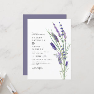 Invitation Lavande verte Lilac Purple Lila Jardin Mariage