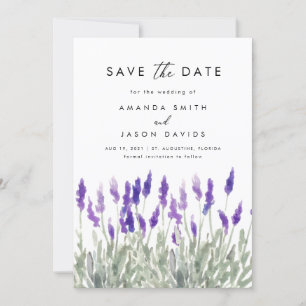 Invitation Lavande verte Lilac violet Enregistrer la date