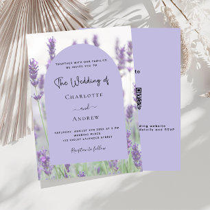 Invitation Lavande violet arche florale QR RSVP mariage de lu