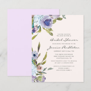 Invitation Lavande Violet Bleu Poussiéreux Floral Baignade de