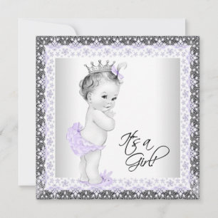Invitation Lavande violet et gris Vintage bébé fille douche